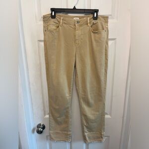 Light mustard yellow denim crops